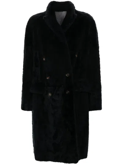 Brunello Cucinelli Double-breasted Coat In Blue