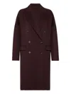 Brunello Cucinelli Women Burgundy Cashmere Double-breasted Cocoon Coat In Brown