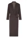 Brunello Cucinelli Virgin Wool-cashmere Belted Trench Coat In Brown