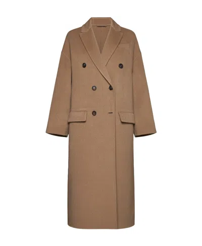 Brunello Cucinelli Double-breasted Coat In Brown