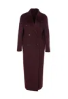 Brunello Cucinelli Hand-crafted Coat In Cashmere Double Beaver Cloth With Monili Clothing In Burgundy