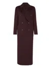 Brunello Cucinelli Hand-crafted Coat In Cashmere Double Beaver Cloth With Monili Clothing In Burgundy