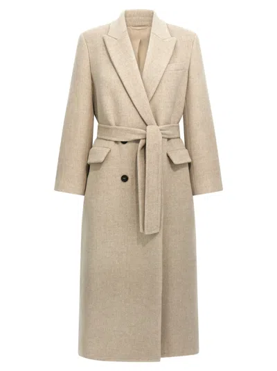 Brunello Cucinelli Double-breasted Coat Coats And Trench Coats Beige In Neutral