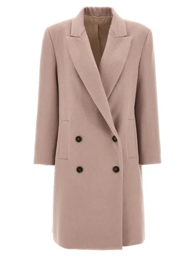 Brunello Cucinelli Double-breasted Coat Coats, Trench Coats Purple In Pink