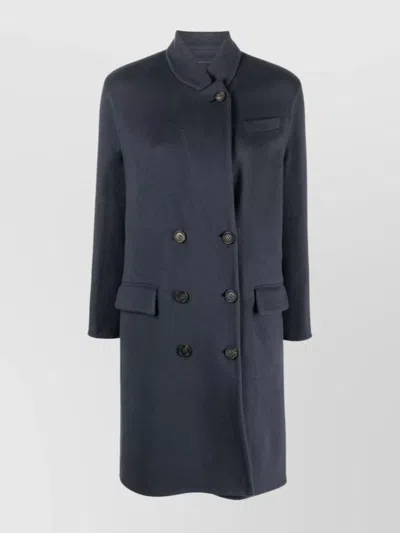 BRUNELLO CUCINELLI DOUBLE-BREASTED COAT FLAP POCKETS
