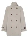 Brunello Cucinelli Double Worked Caban In Virgin Wool And Cashmere Cloth With Shiny Cuff Details Clo In Green