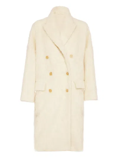 Brunello Cucinelli Double-breasted Coat In Neutral