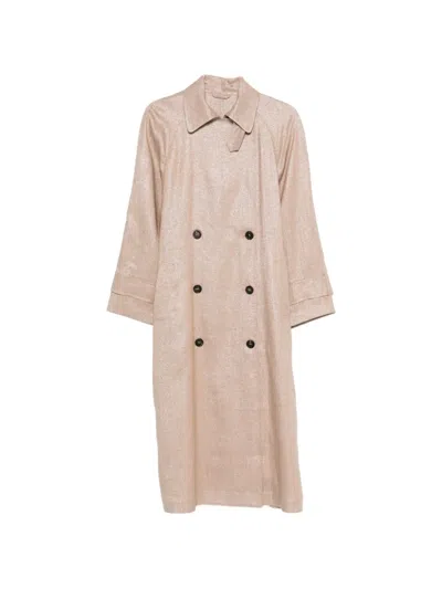 Brunello Cucinelli Double-breasted Coat In Neutral