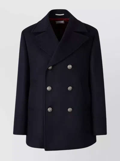 BRUNELLO CUCINELLI DOUBLE-BREASTED COAT NOTCHED LAPELS