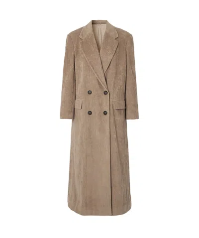 Brunello Cucinelli Double-breasted Coat In Nude
