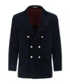 Brunello Cucinelli Tailored Corduroy Double-breasted Blazer In Blue