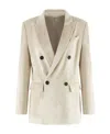Brunello Cucinelli Double-breasted Corduroy Blazer In Nude