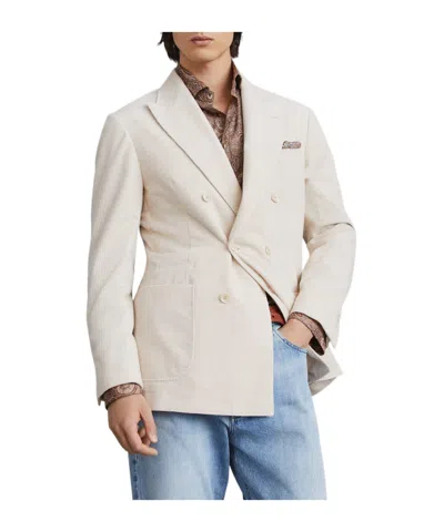 Brunello Cucinelli Double-breasted Corduroy Blazer In White