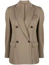 Brunello Cucinelli Double-breasted Cotton-blend Blazer In Brown