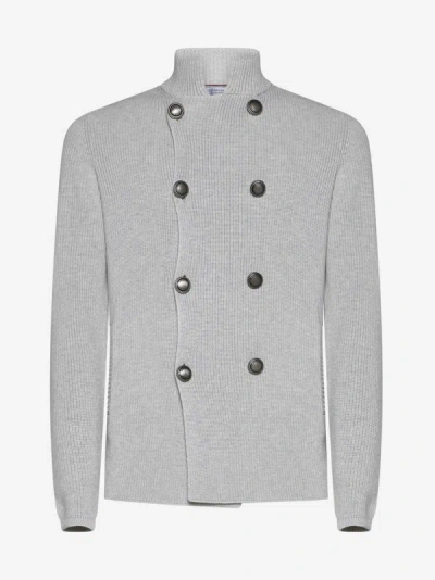 Brunello Cucinelli Cardigan In Mist Grey