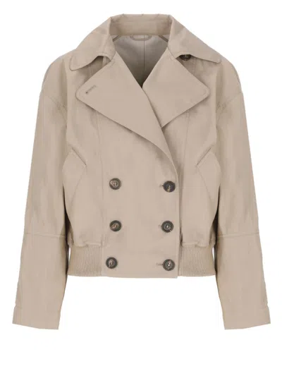 Brunello Cucinelli Double-breasted Cotton Jacket With Classic Collar