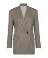 Brunello Cucinelli Double-breasted Herringbone Blazer In Gray