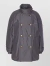 Brunello Cucinelli Double-breasted High Neck Down Jacket In Blue