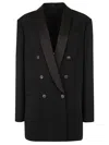 Brunello Cucinelli Jacket Double Breasted Satin Lapel In Black