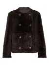 Brunello Cucinelli Reversible Sheep Shearling Double-breasted Jacket In Brown