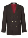 Brunello Cucinelli Prince Of Wales One-and-a-half Breasted Blazer With Metal Buttons In Brown