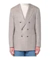 Brunello Cucinelli Double-breasted Jacket In Linen And Cotton Men In Gray