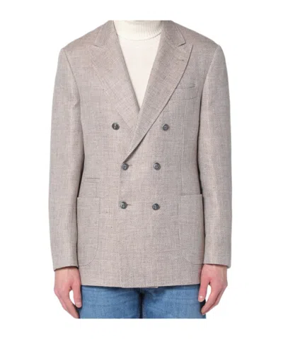 BRUNELLO CUCINELLI BRUNELLO CUCINELLI DOUBLE-BREASTED LONG SLEEVED BLAZER