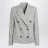Brunello Cucinelli Wool Jacket Double Breasted Structure Shoulders In Gray