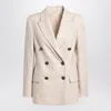 Brunello Cucinelli Beige Double-breasted Jacket In Wool And Cashmere Women In Neutral