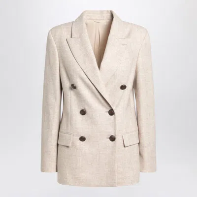 BRUNELLO CUCINELLI BRUNELLO CUCINELLI DOUBLE-BREASTED JACKET IN AND