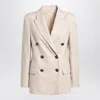 Brunello Cucinelli Beige Double-breasted Jacket In Wool And Cashmere Women In Neutral