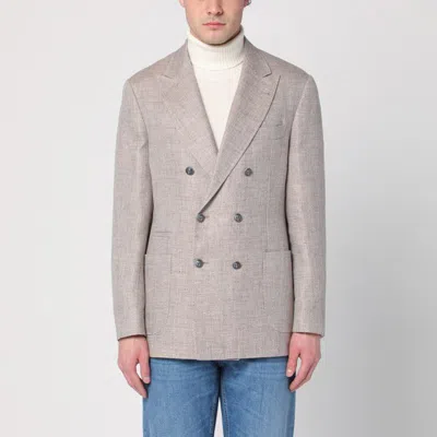 BRUNELLO CUCINELLI BRUNELLO CUCINELLI  DOUBLE-BREASTED JACKET IN LINEN AND COTTON