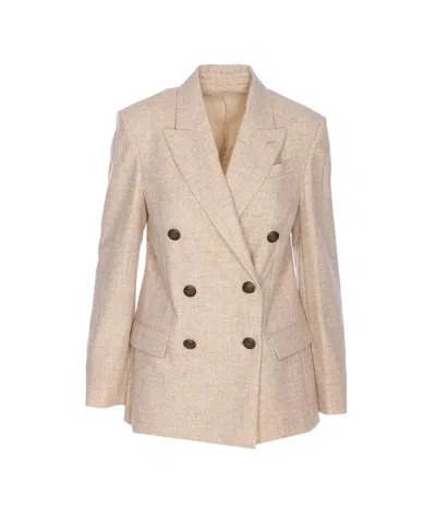 Brunello Cucinelli Double Breasted Jacket In Neutral