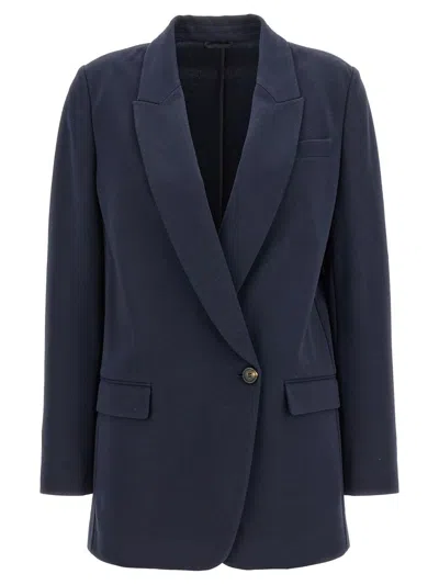 Brunello Cucinelli Double-breasted Jersey Blazer In Blue
