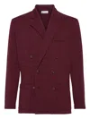 Brunello Cucinelli Double-breasted Knitted Blazer In Burgundy