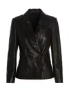 Brunello Cucinelli Double-breasted Leather Blazer Jacket In Black