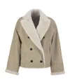 Brunello Cucinelli Reversible Fuzzy Shearling Outerwear With Jewellery In Nude