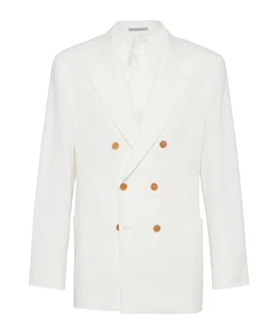 BRUNELLO CUCINELLI DOUBLE-BREASTED LINEN BLAZER