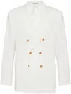 Brunello Cucinelli Patched Pocket Double-breasted Plain Dinner Jacket In White