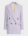 Brunello Cucinelli Double-breasted Linen Gabardine Blazer In Purple Ash