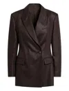 Brunello Cucinelli Double-breasted Linen Jacket In Brown