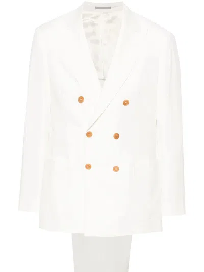 Brunello Cucinelli Double-breasted Linen Suit In White