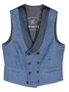 Brunello Cucinelli Double Breasted Linen/flax Waistcoat In Blue