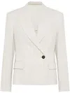 Brunello Cucinelli Double-breasted Off-white Jacket With Notched Lapel In White