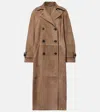 Brunello Cucinelli Double-breasted Paneled Suede Coat In Brown