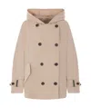 Brunello Cucinelli Double-breasted Jacket With Hood And Flap Pockets In Nude