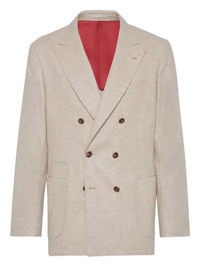 Brunello Cucinelli Double-breasted Patch-pocket Blazer In Brown