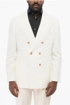 Brunello Cucinelli Double-breasted Pure Linen Blazer With Patch Pockets