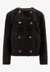 Brunello Cucinelli Reversible Cropped Shearling Fuzzy Jacket In Brown