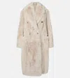 Brunello Cucinelli Double-breasted Shearling Coat In Neutral